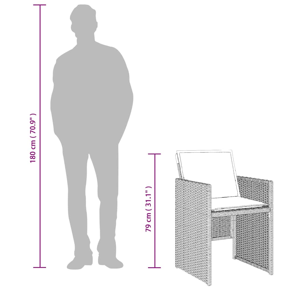 spisebordssæt til haven 13 dele med hynder polyrattan lysegrå