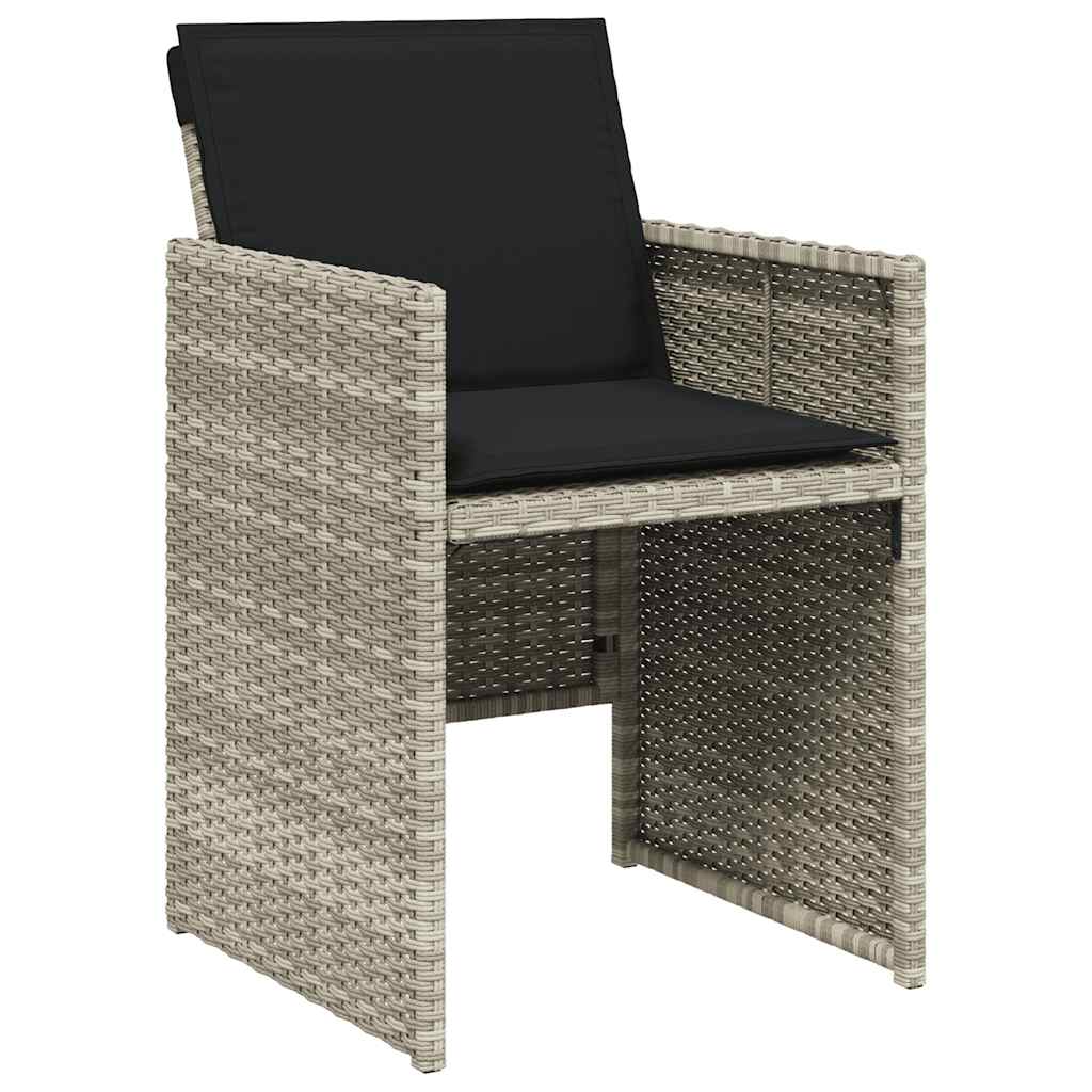 loungesæt til haven 11 dele med hynder polyrattan lysegrå