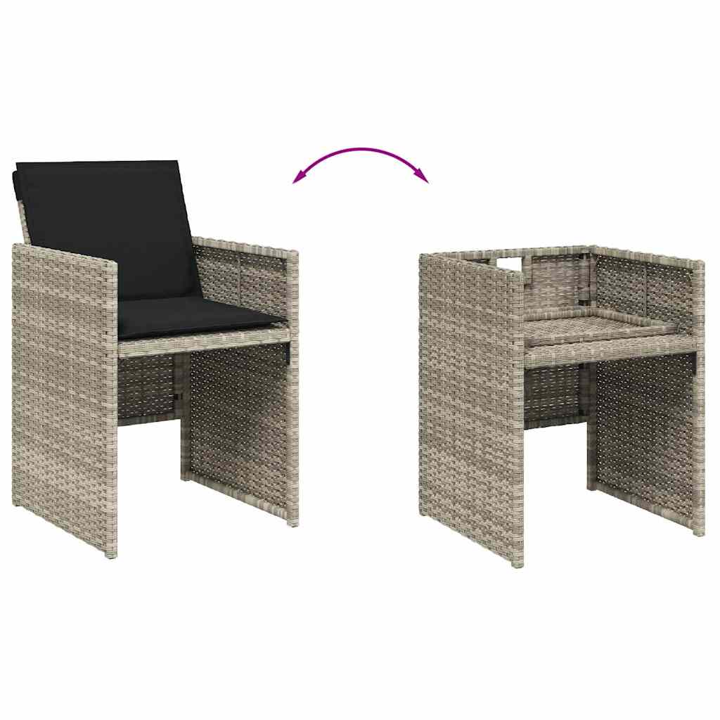 loungesæt til haven 11 dele med hynder polyrattan lysegrå