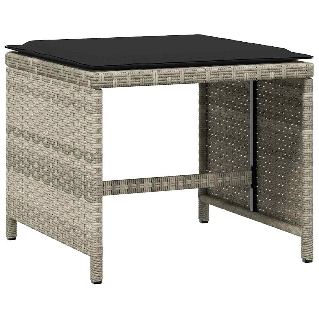 loungesæt til haven 11 dele med hynder polyrattan lysegrå