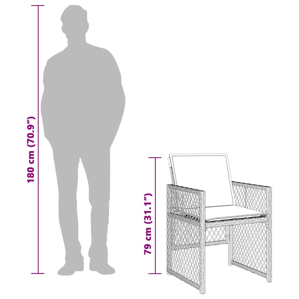 spisebordssæt til haven 5 dele med hynder polyrattan beige