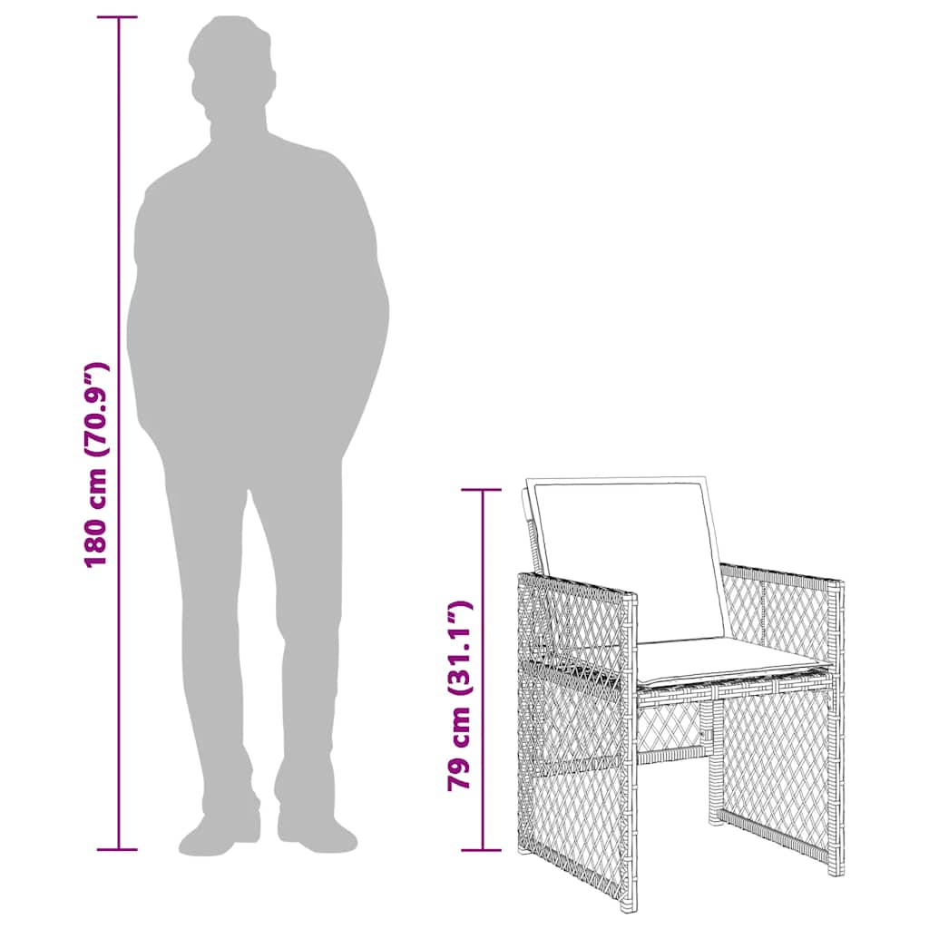 spisebordssæt til haven 11 dele med hynder polyrattan sort