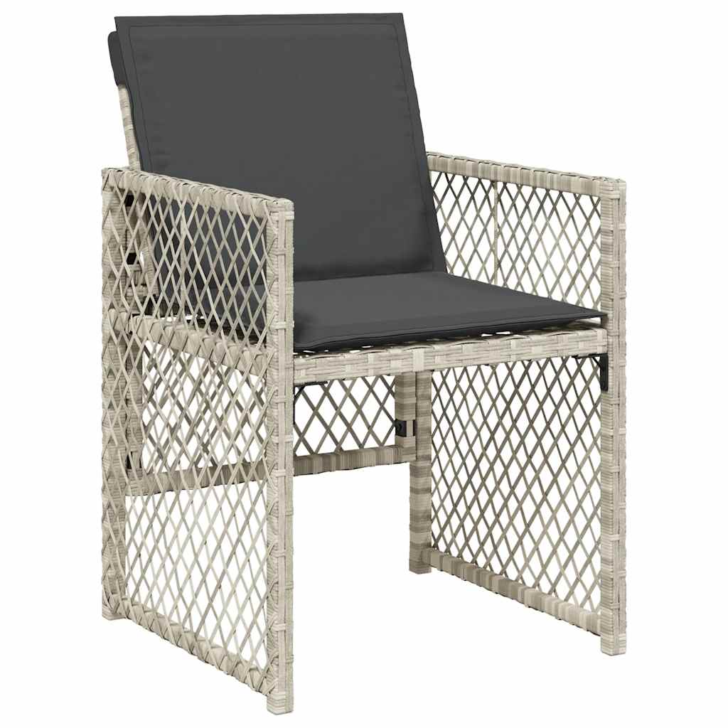 loungesæt til haven 11 dele med hynder polyrattan lysegrå