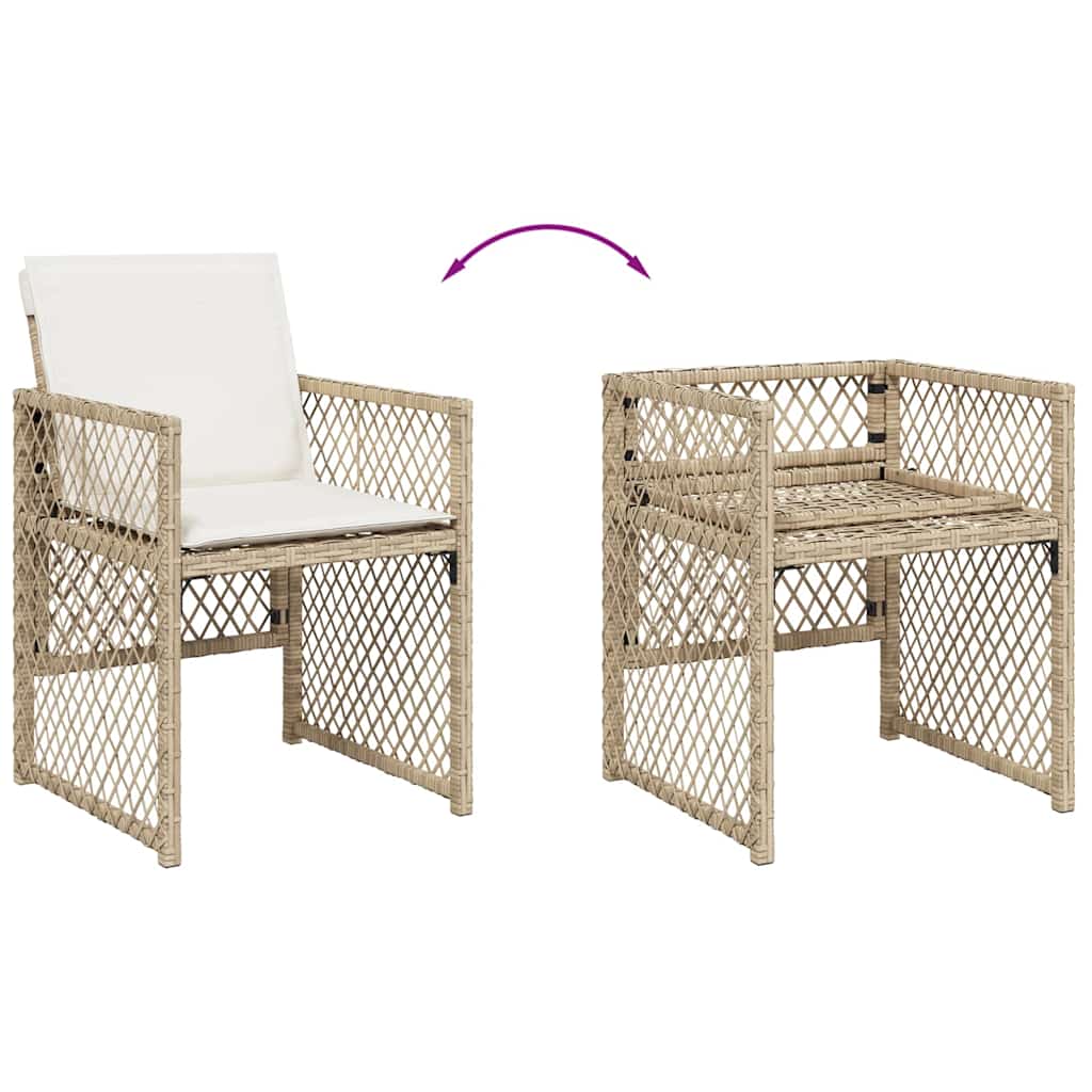 spisebordssæt til haven 11 dele med hynder polyrattan beige