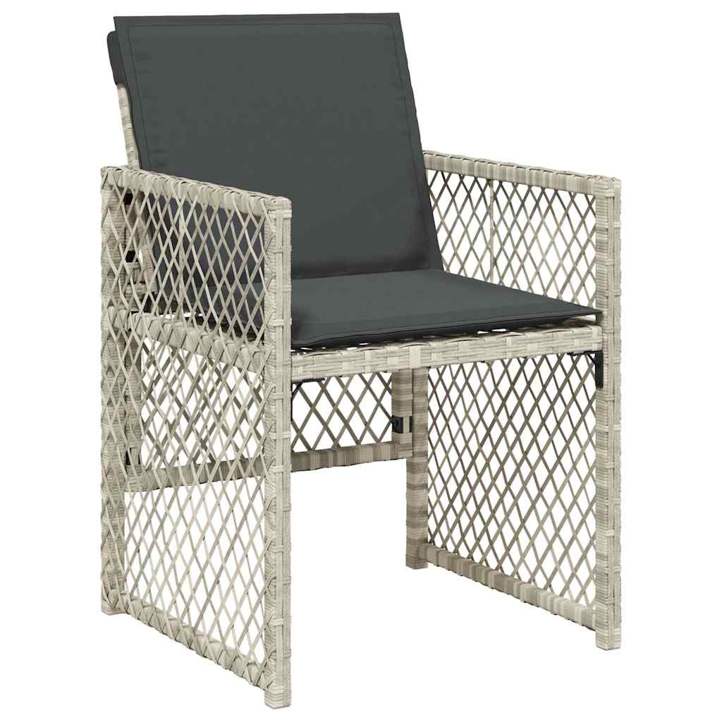 loungesæt til haven 11 dele med hynder polyrattan lysegrå