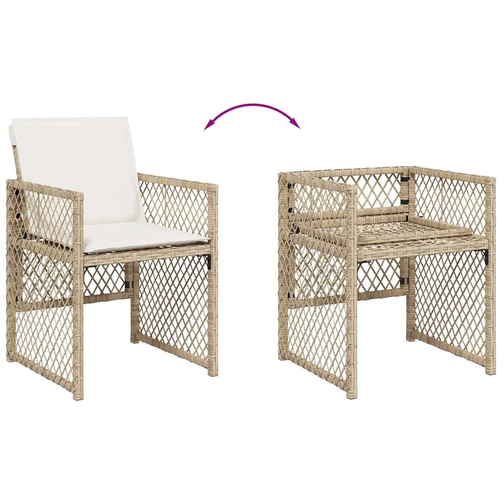 spisebordssæt til haven 13 dele med hynder polyrattan beige