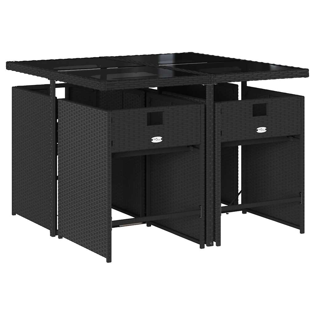 spisebordssæt til haven 5 dele med hynder polyrattan sort