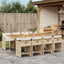spisebordssæt til haven 9 dele med hynder polyrattan beige