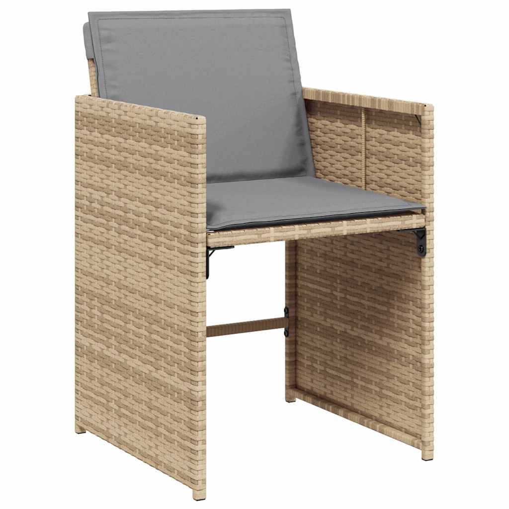spisebordssæt til haven 11 dele med hynder polyrattan beige