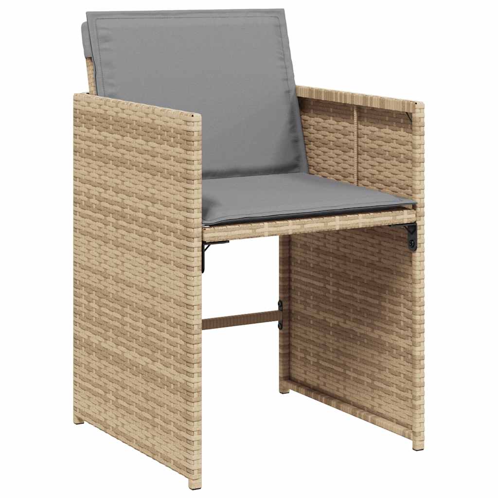 spisebordssæt til haven 11 dele med hynder polyrattan beige