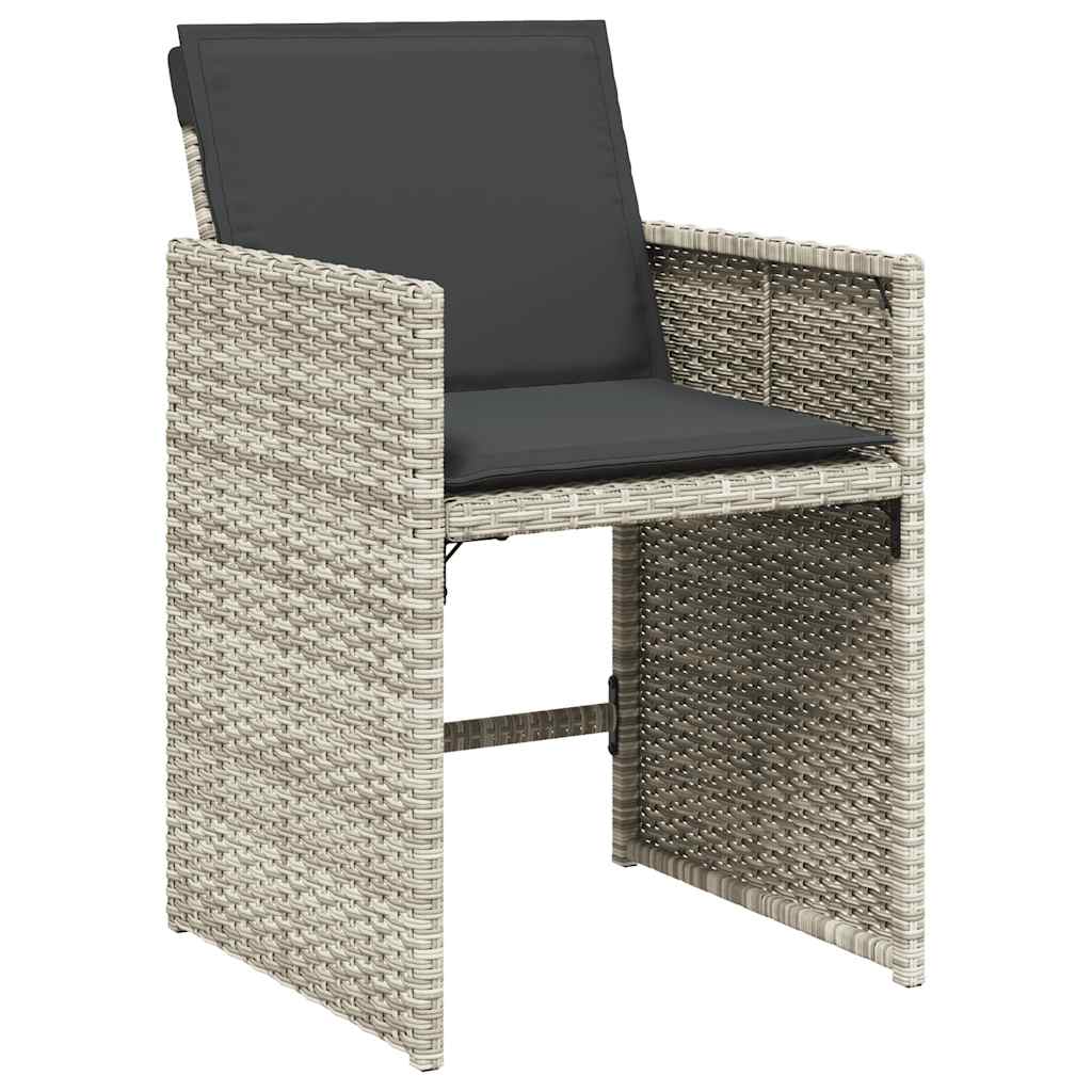 loungesæt til haven 11 dele med hynder polyrattan lysegrå