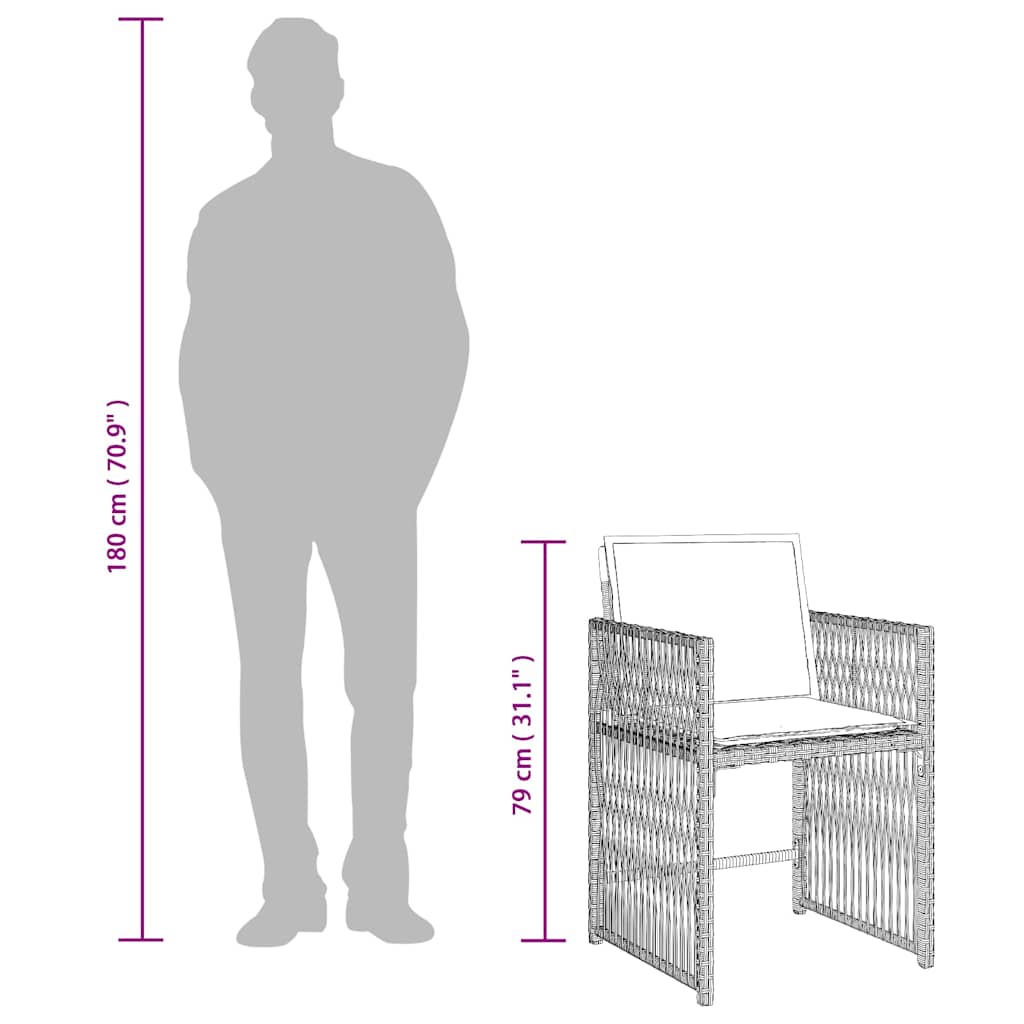 loungesæt til haven 11 dele med hynder polyrattan lysegrå