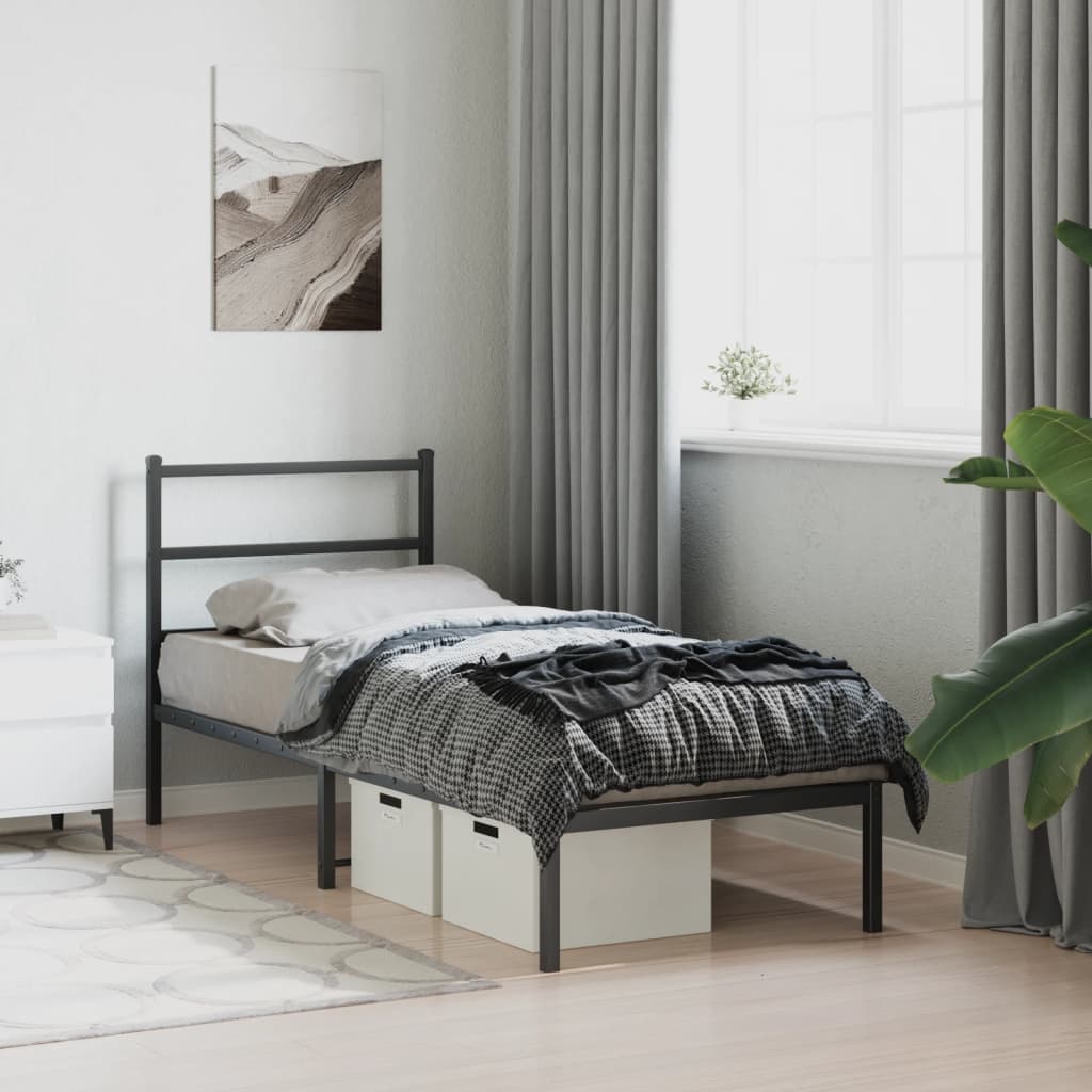 sengeramme med sengegavl 75x190 cm metal sort