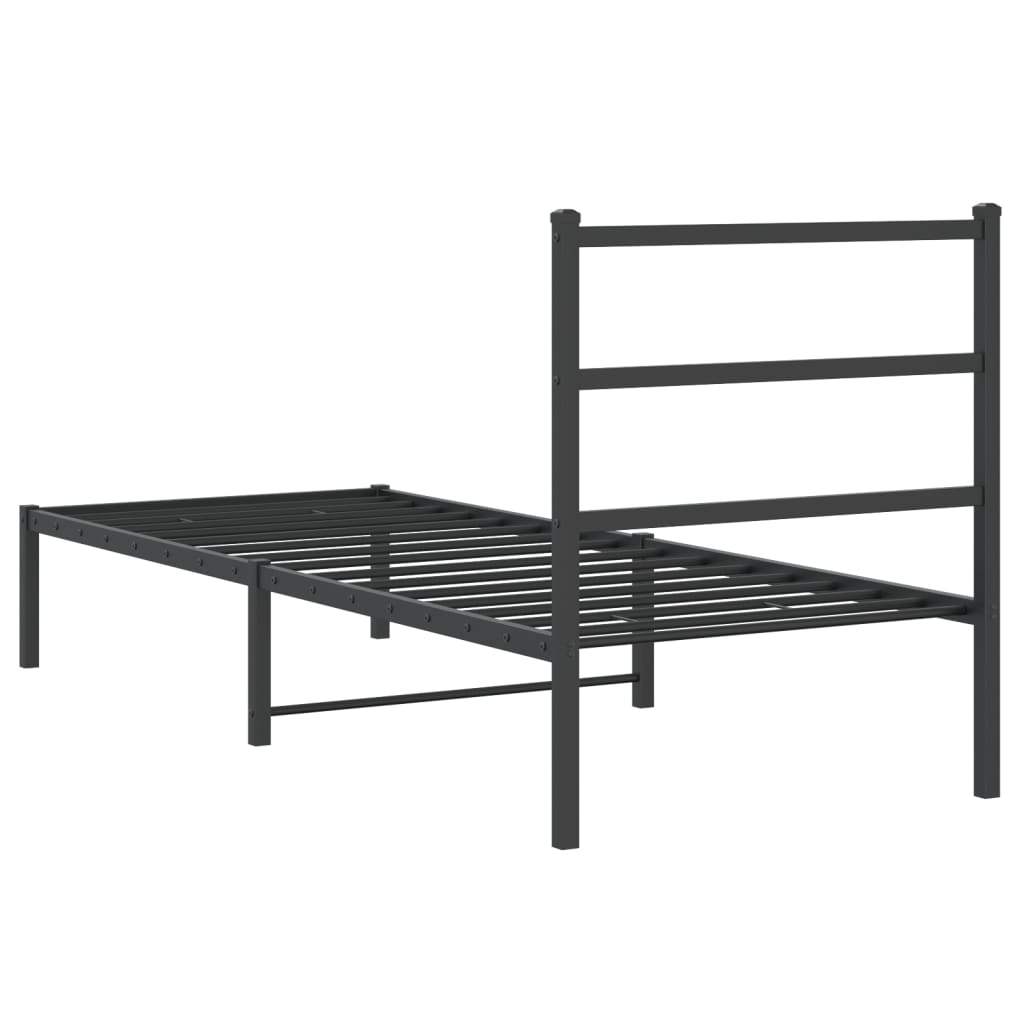 sengeramme med sengegavl 75x190 cm metal sort