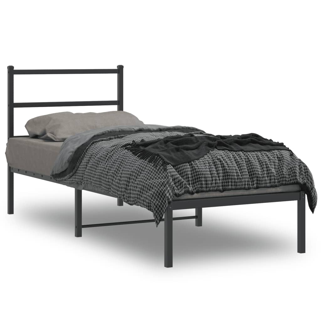 sengeramme med sengegavl 75x190 cm metal sort