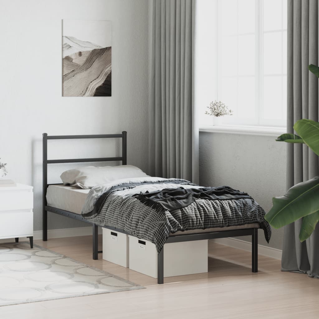 sengeramme med sengegavl 80x200 cm metal sort
