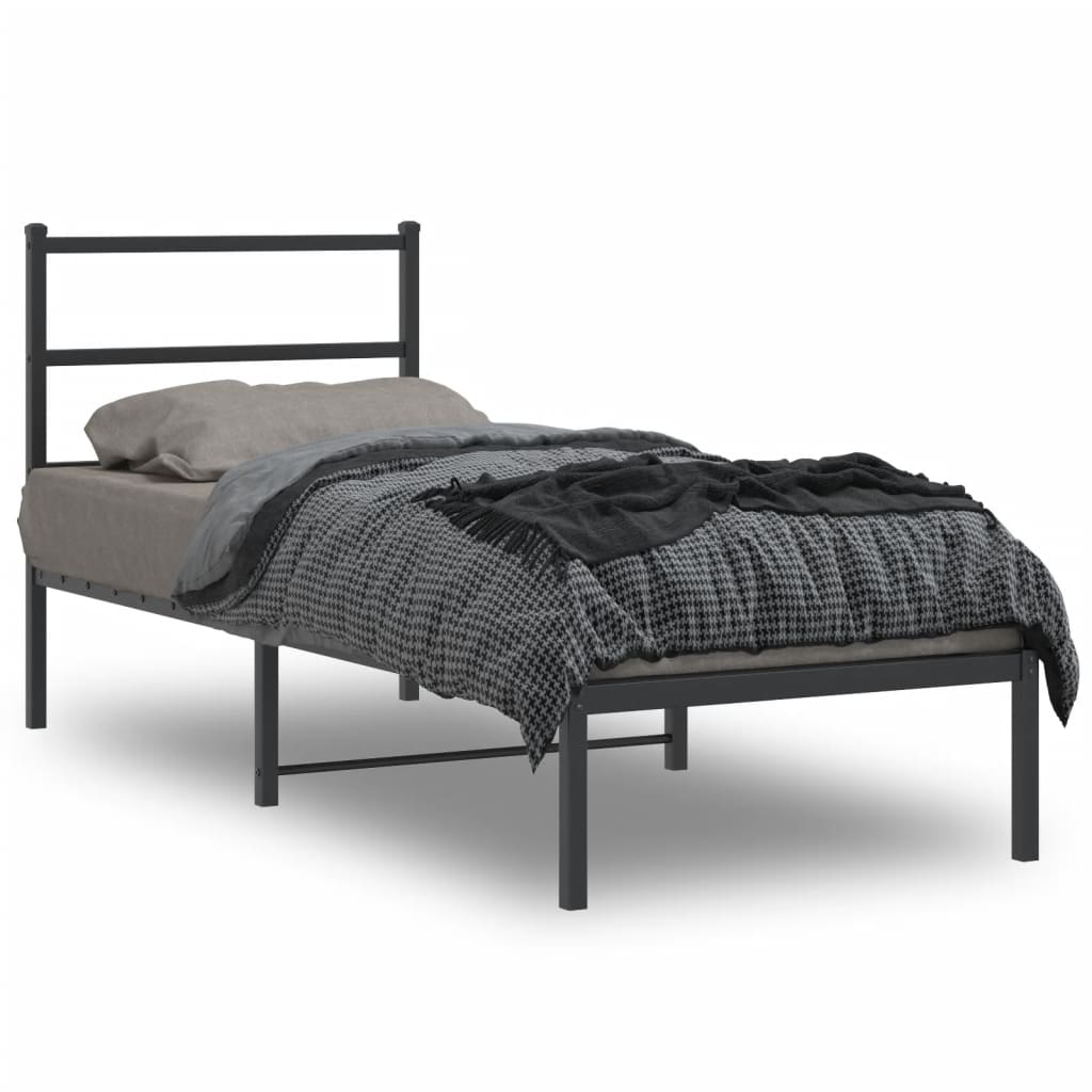 sengeramme med sengegavl 80x200 cm metal sort