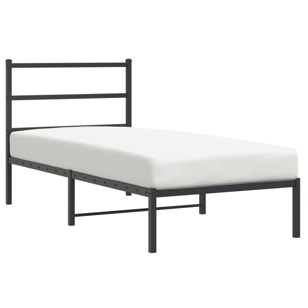 sengeramme med sengegavl 90x190 cm metal sort