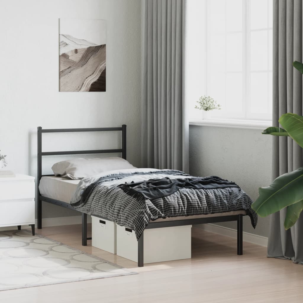 sengeramme med sengegavl 90x190 cm metal sort