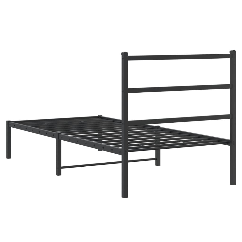 sengeramme med sengegavl 90x190 cm metal sort