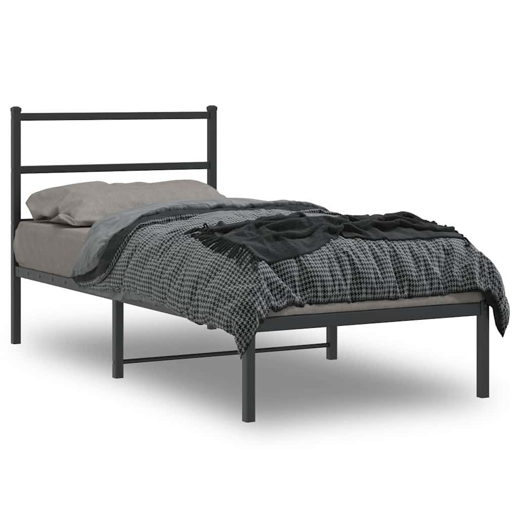sengeramme med sengegavl 90x190 cm metal sort