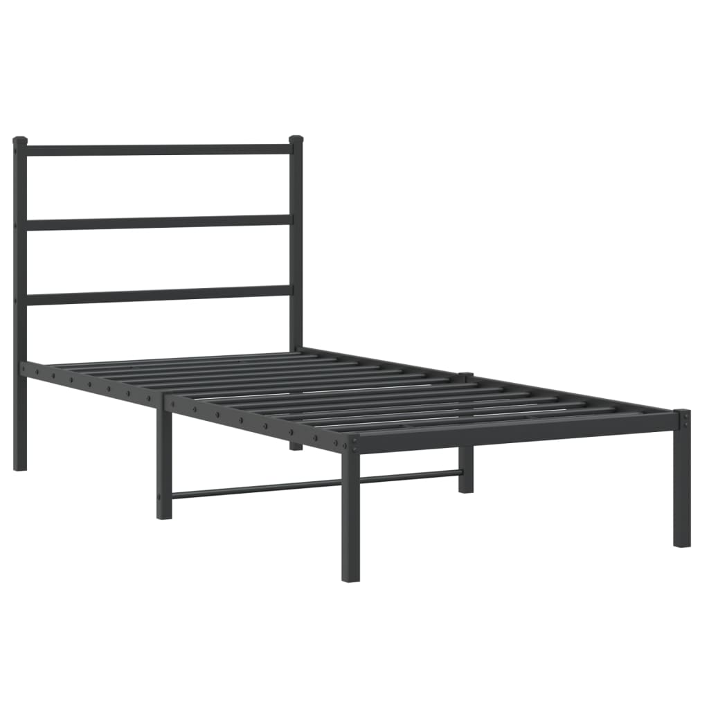 sengeramme med sengegavl 90x200 cm metal sort