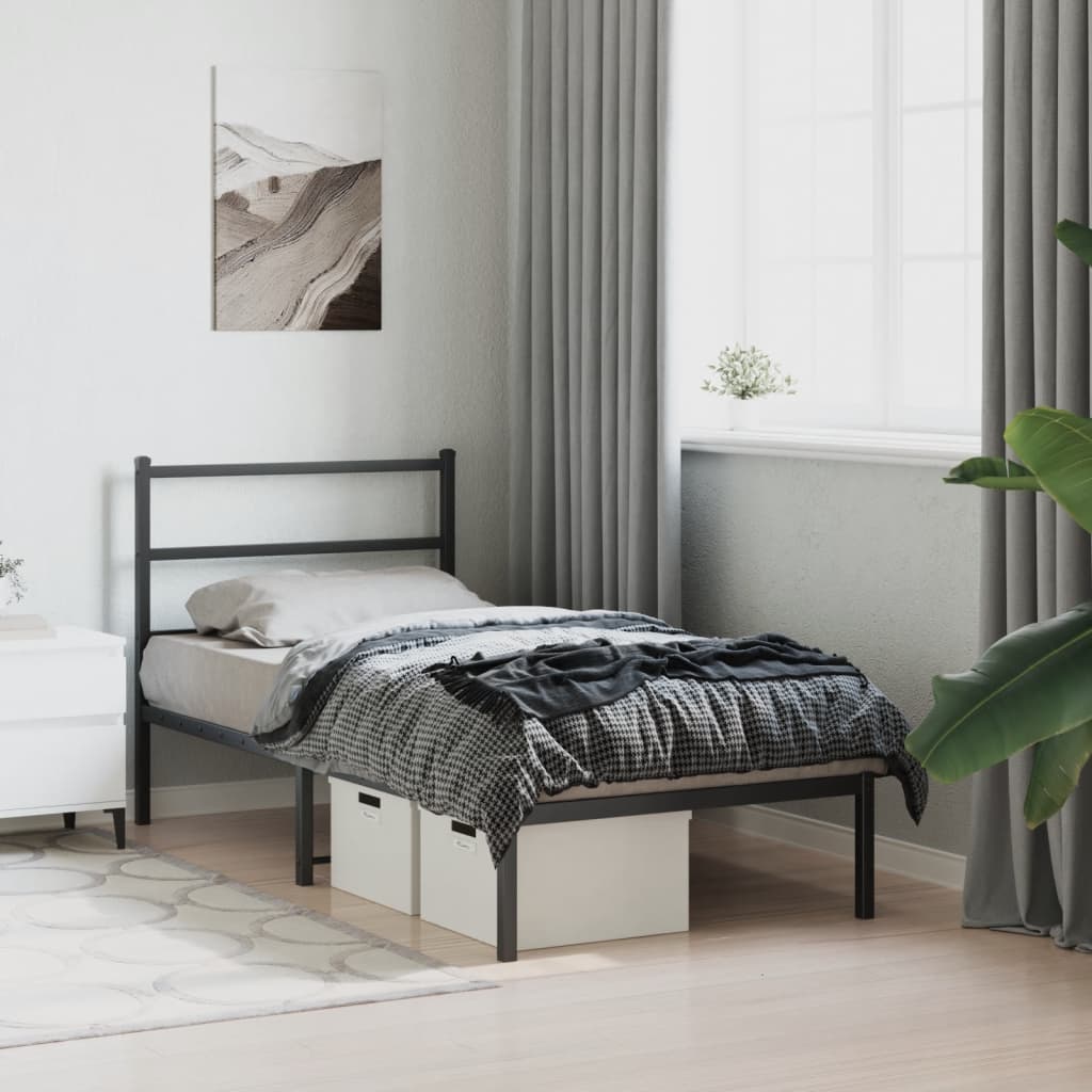 sengeramme med sengegavl 90x200 cm metal sort