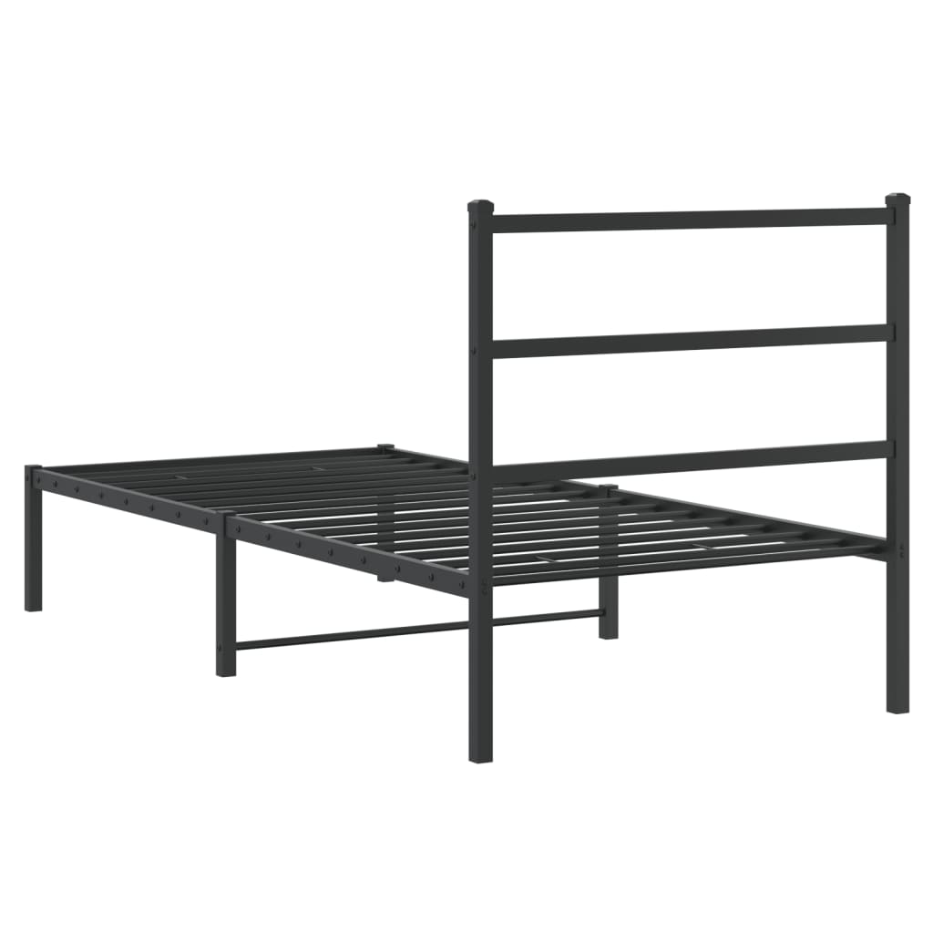 sengeramme med sengegavl 90x200 cm metal sort