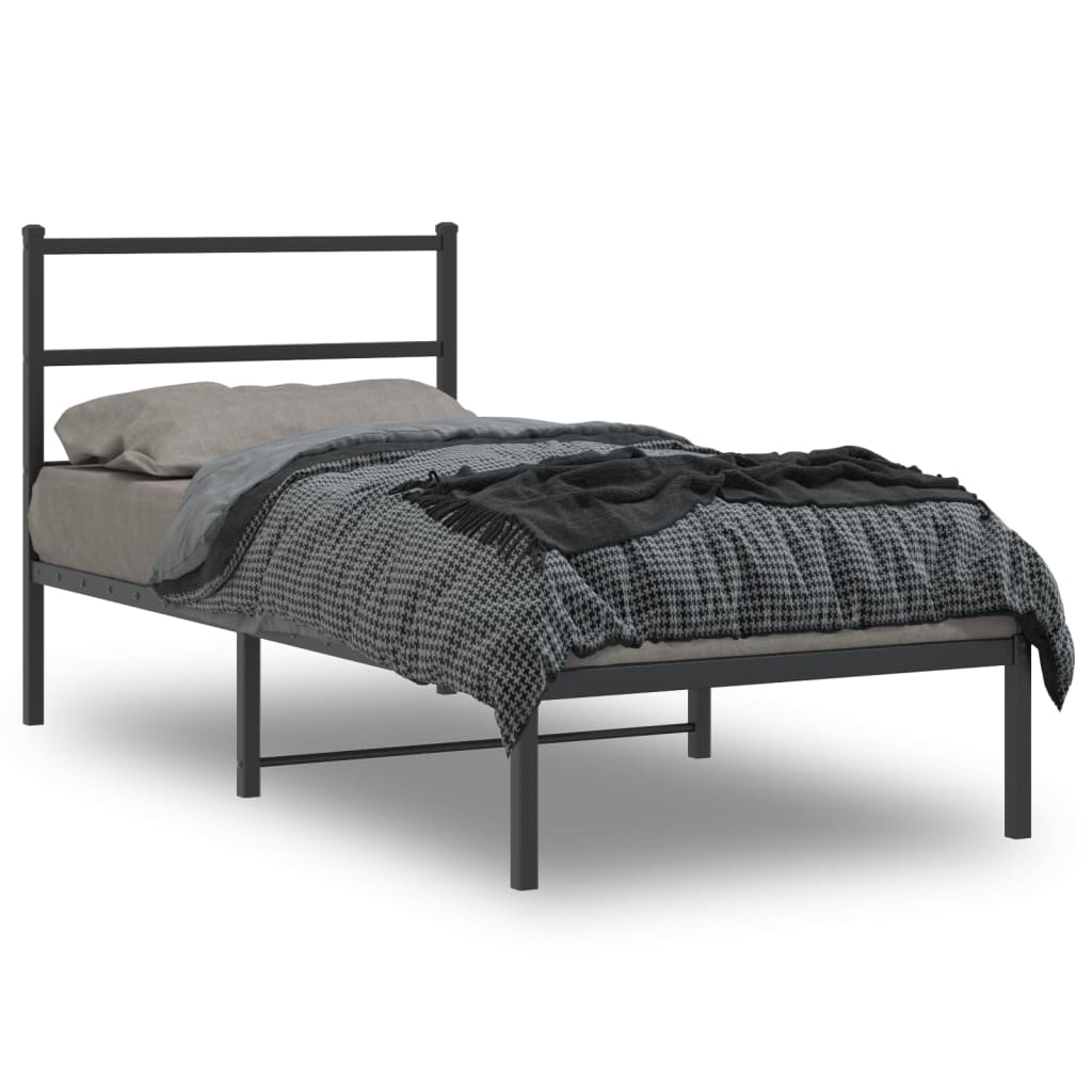 sengeramme med sengegavl 90x200 cm metal sort