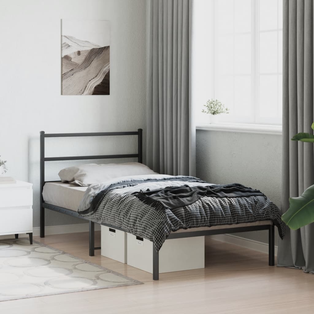 sengeramme med sengegavl 100x200 cm metal sort