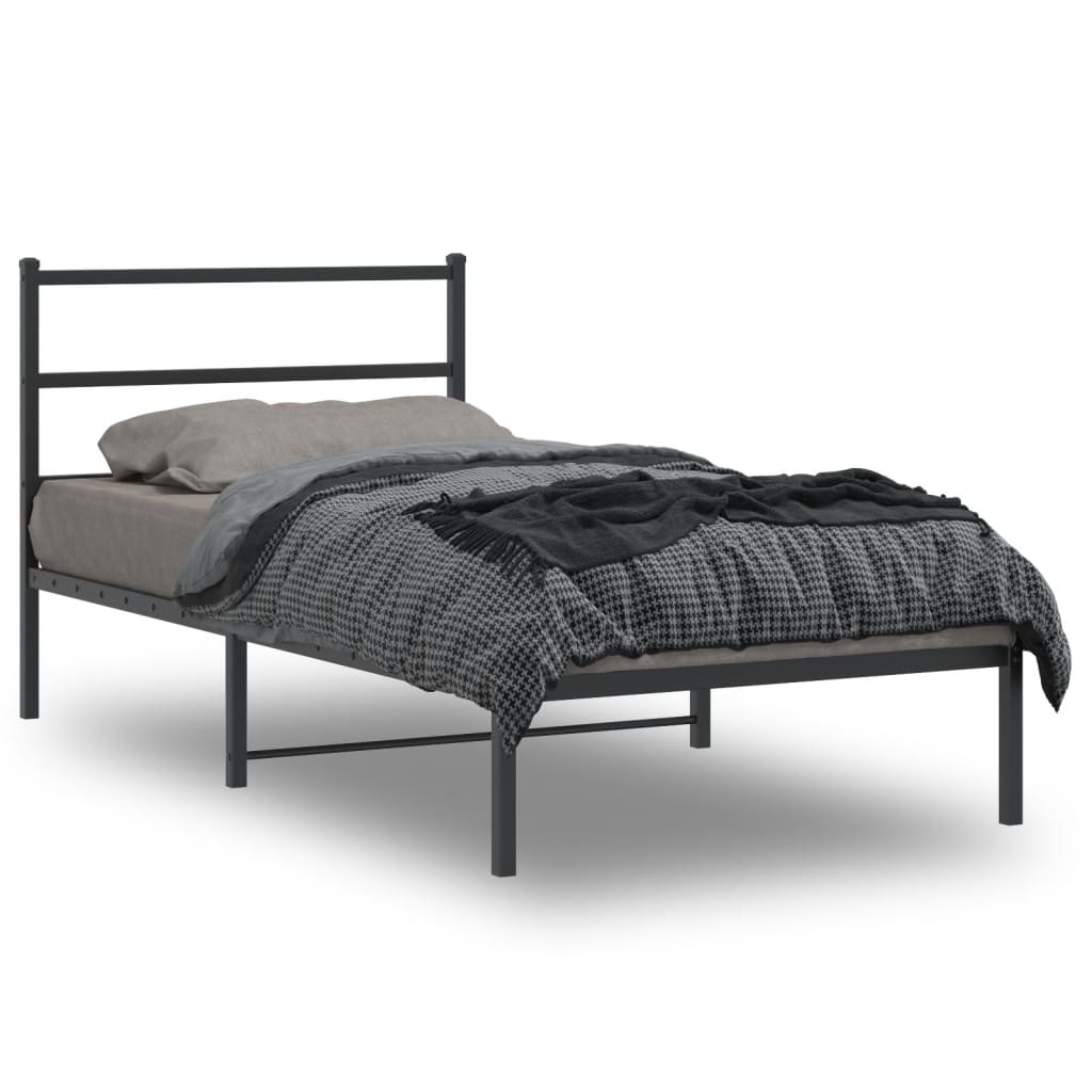 sengeramme med sengegavl 100x200 cm metal sort