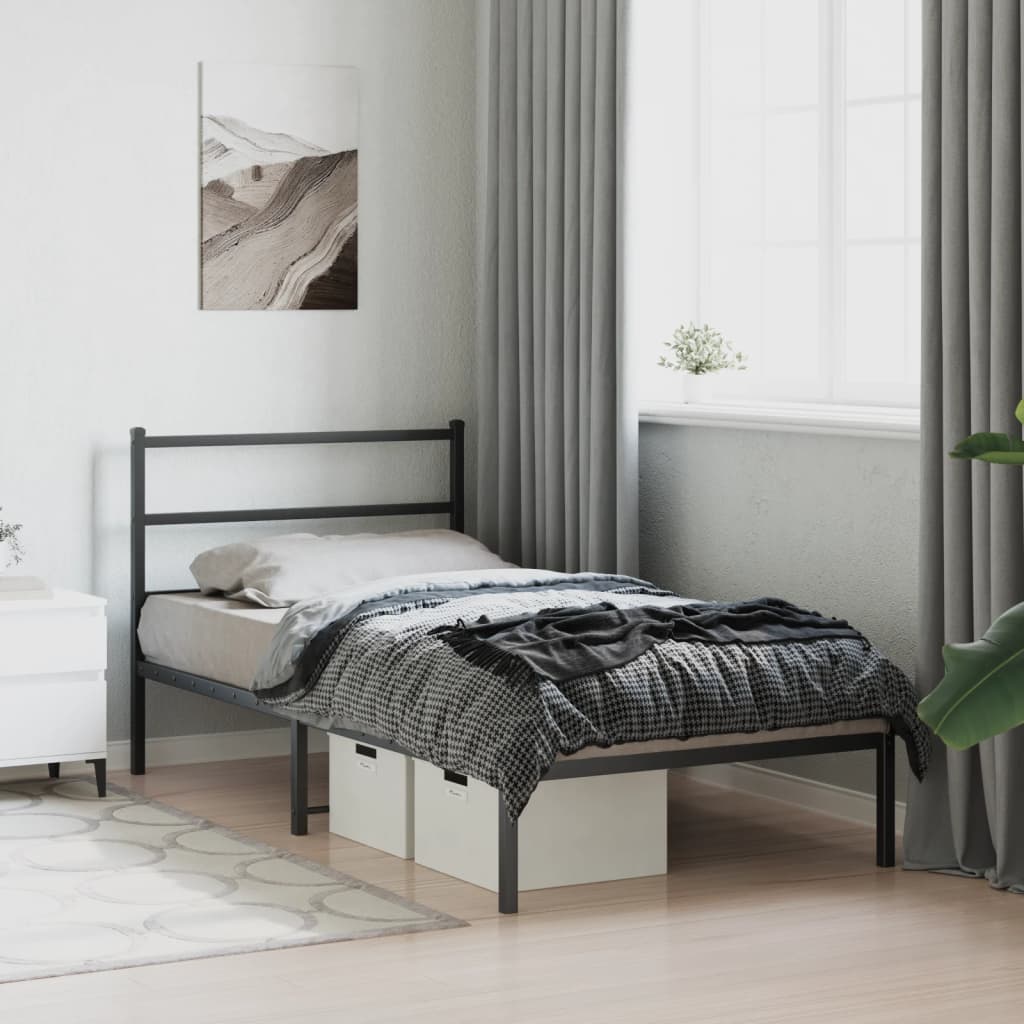 sengeramme med sengegavl 107x203 cm metal sort