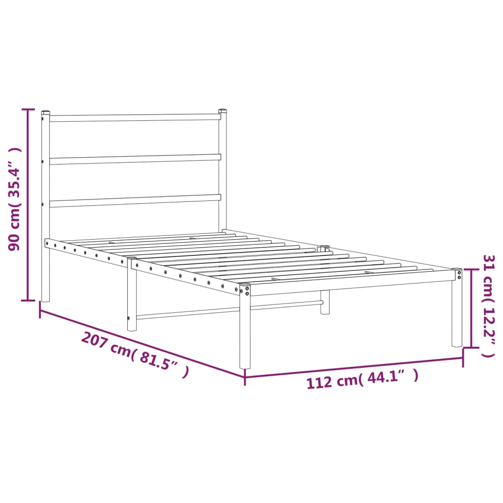 sengeramme med sengegavl 107x203 cm metal sort