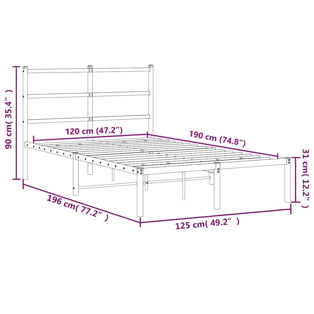 sengeramme med sengegavl 120x190 cm metal sort