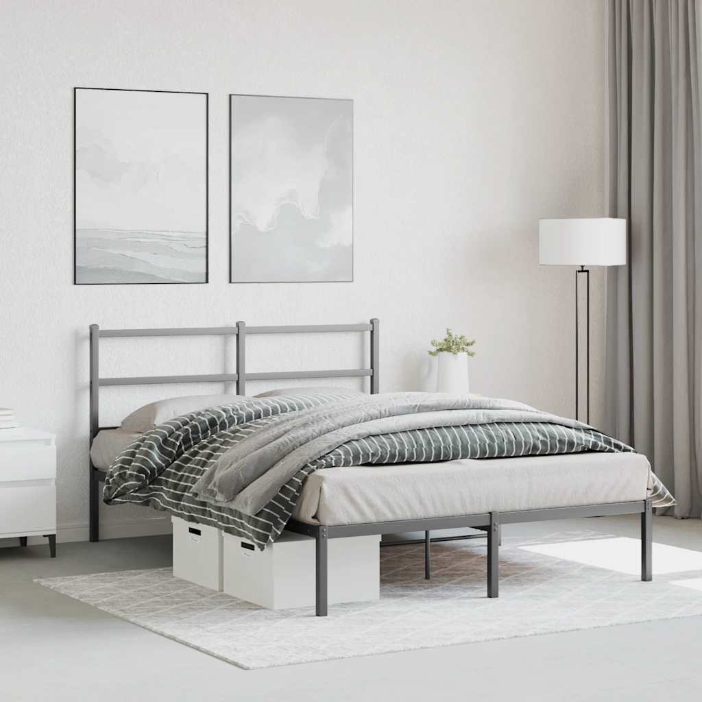 sengeramme med sengegavl 140x200 cm metal sort