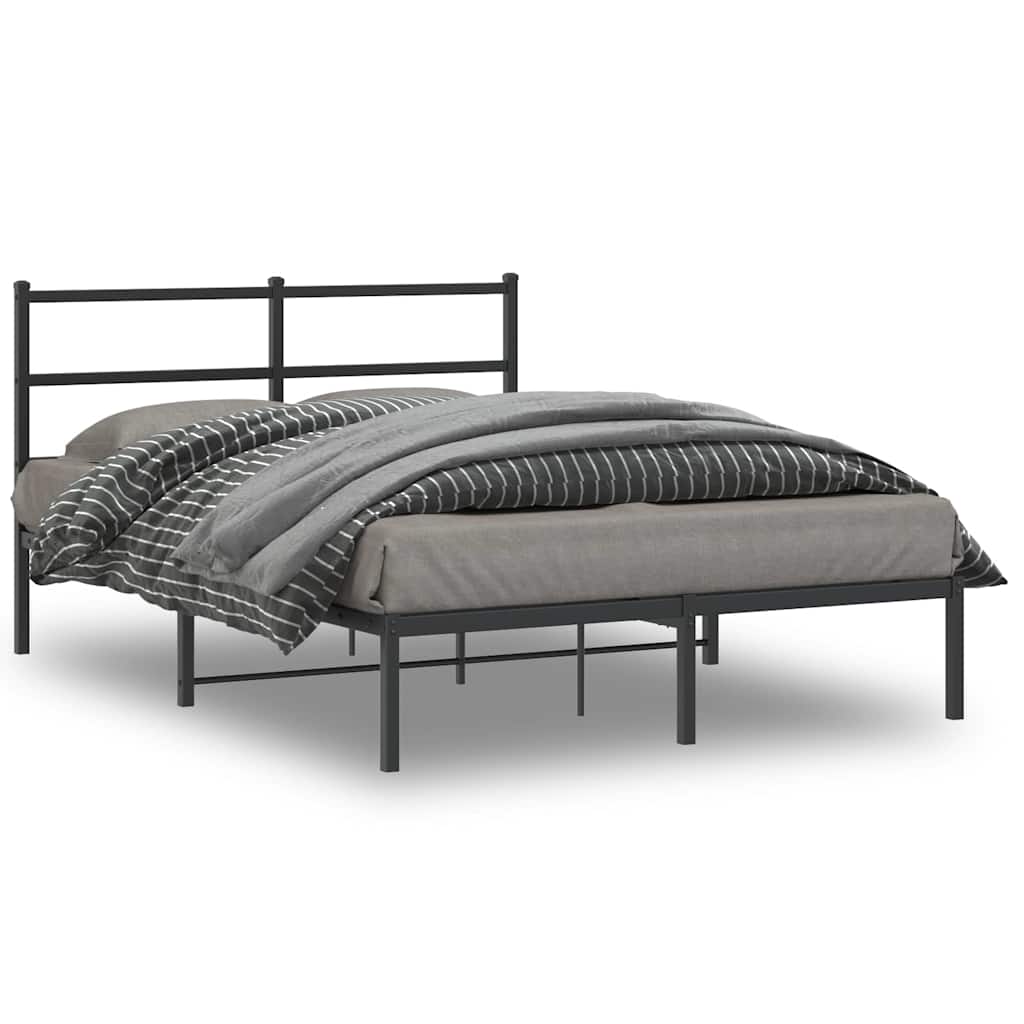 sengeramme med sengegavl 140x200 cm metal sort