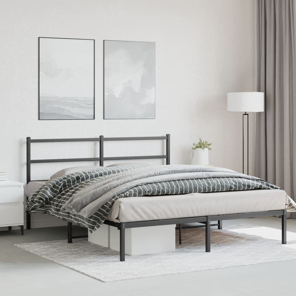 sengeramme med sengegavl 150x200 cm metal sort