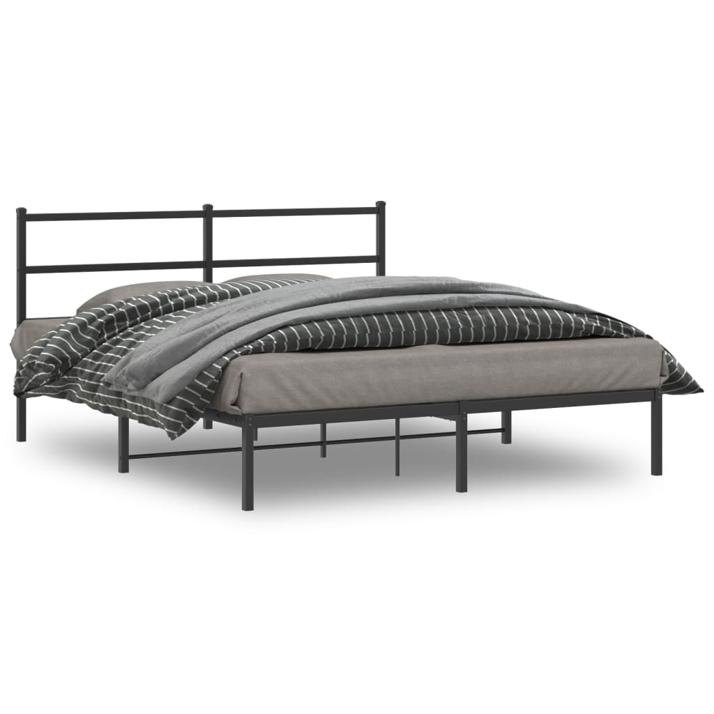sengeramme med sengegavl 150x200 cm metal sort