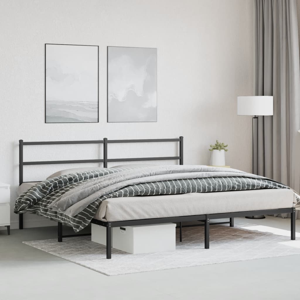 sengeramme med sengegavl 180x200 cm metal sort