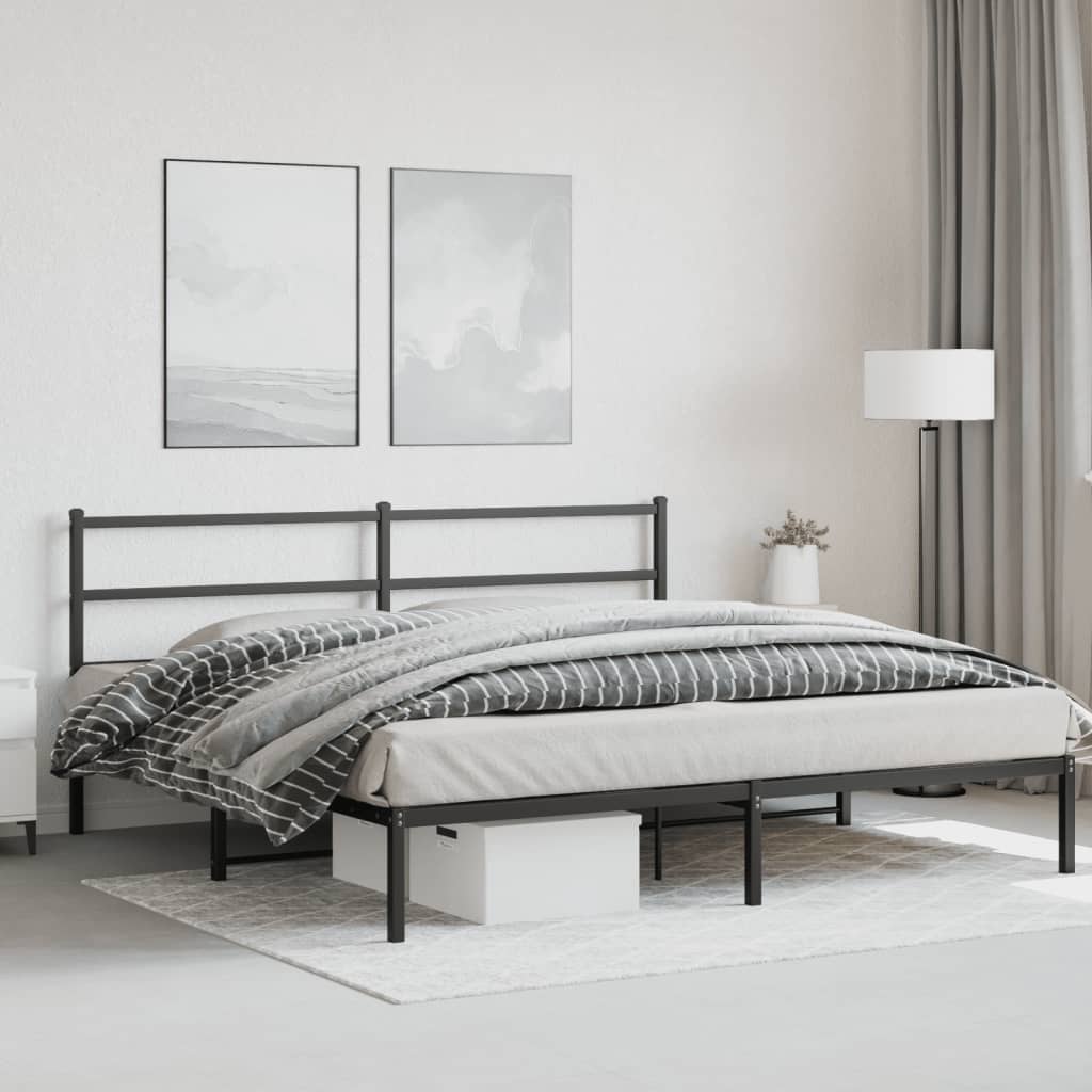 sengeramme med sengegavl 193x203 cm metal sort