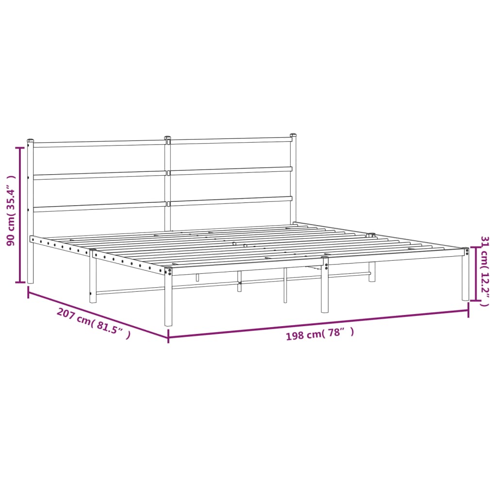 sengeramme med sengegavl 193x203 cm metal sort