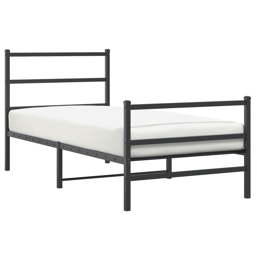 sengeramme med sengegavl og fodgærde 90x190 cm metal sort