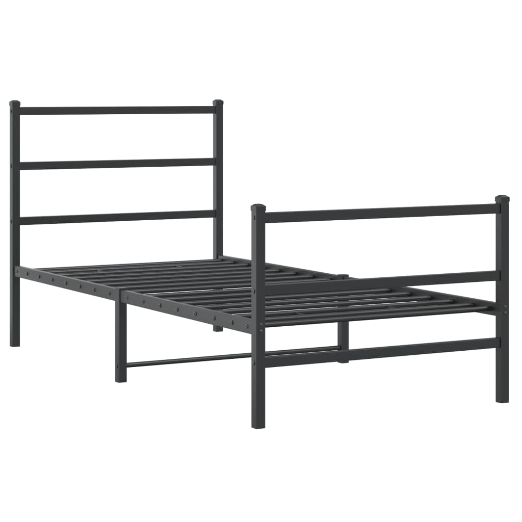 sengeramme med sengegavl og fodgærde 90x190 cm metal sort