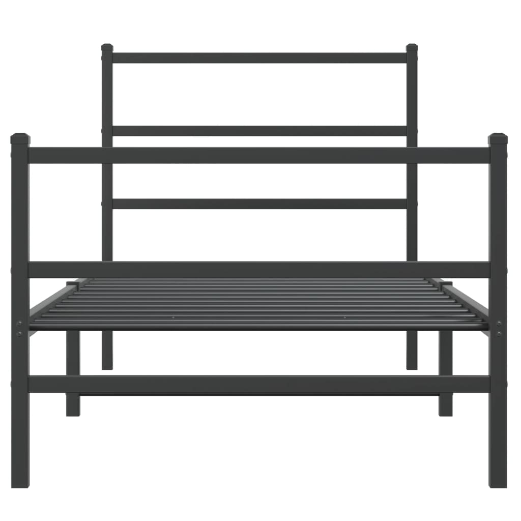 sengeramme med sengegavl og fodgærde 90x190 cm metal sort
