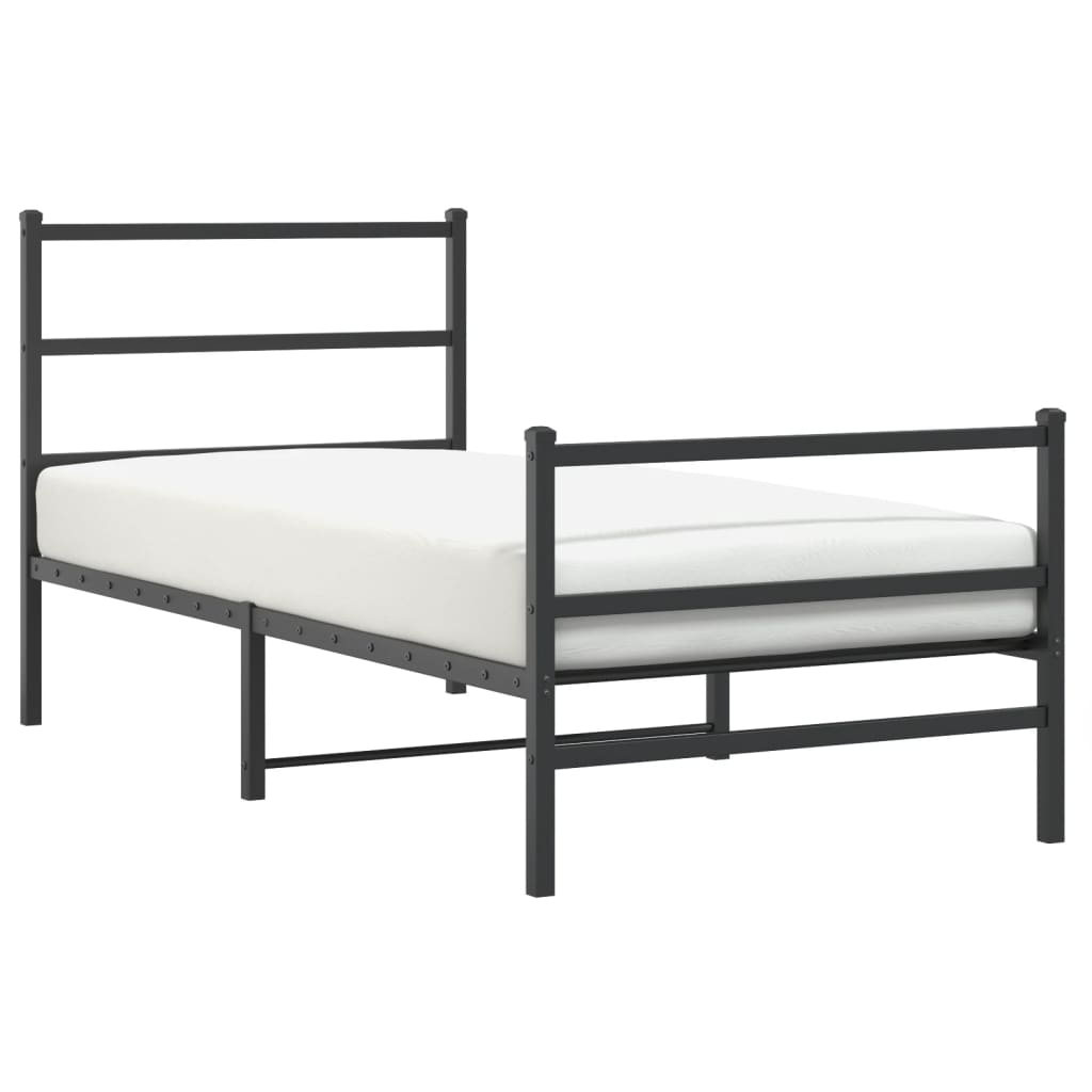 sengeramme med sengegavl og fodgærde 90x200 cm metal sort