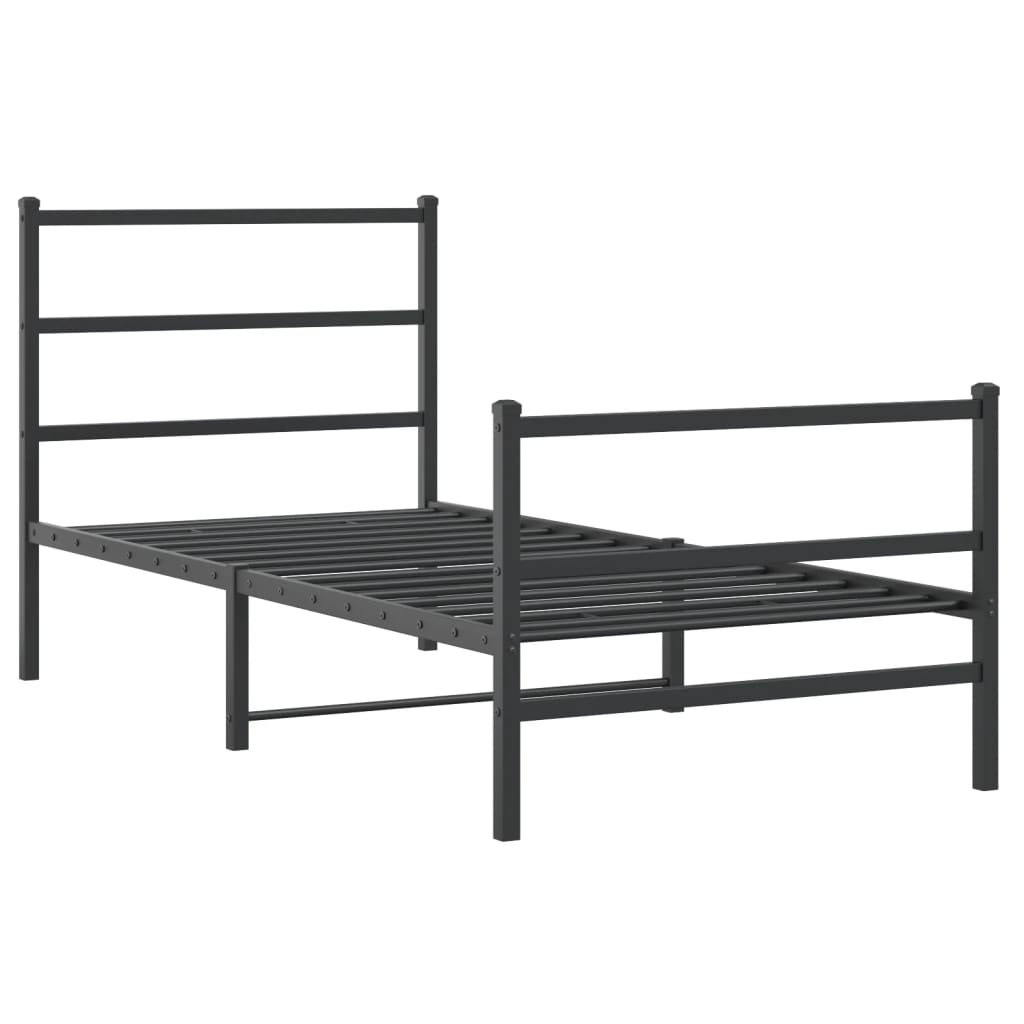 sengeramme med sengegavl og fodgærde 90x200 cm metal sort