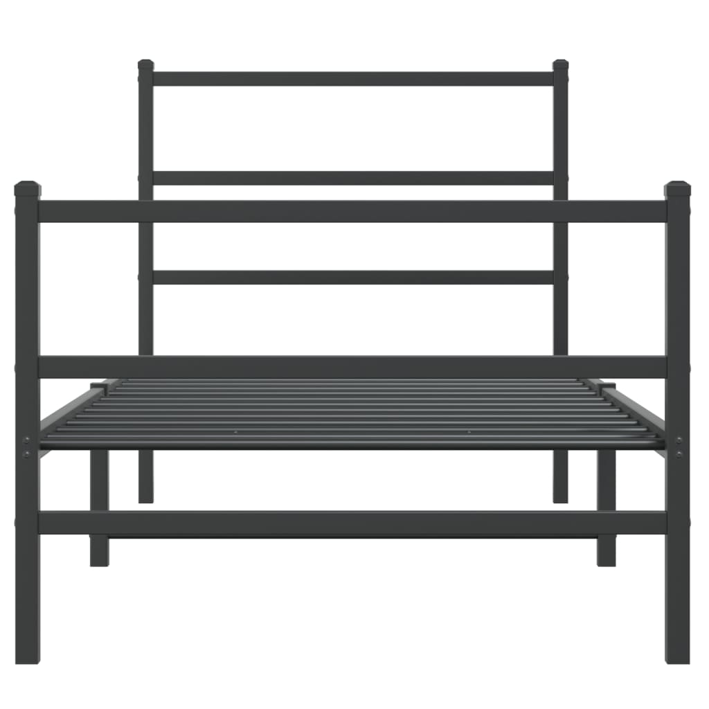 sengeramme med sengegavl og fodgærde 90x200 cm metal sort
