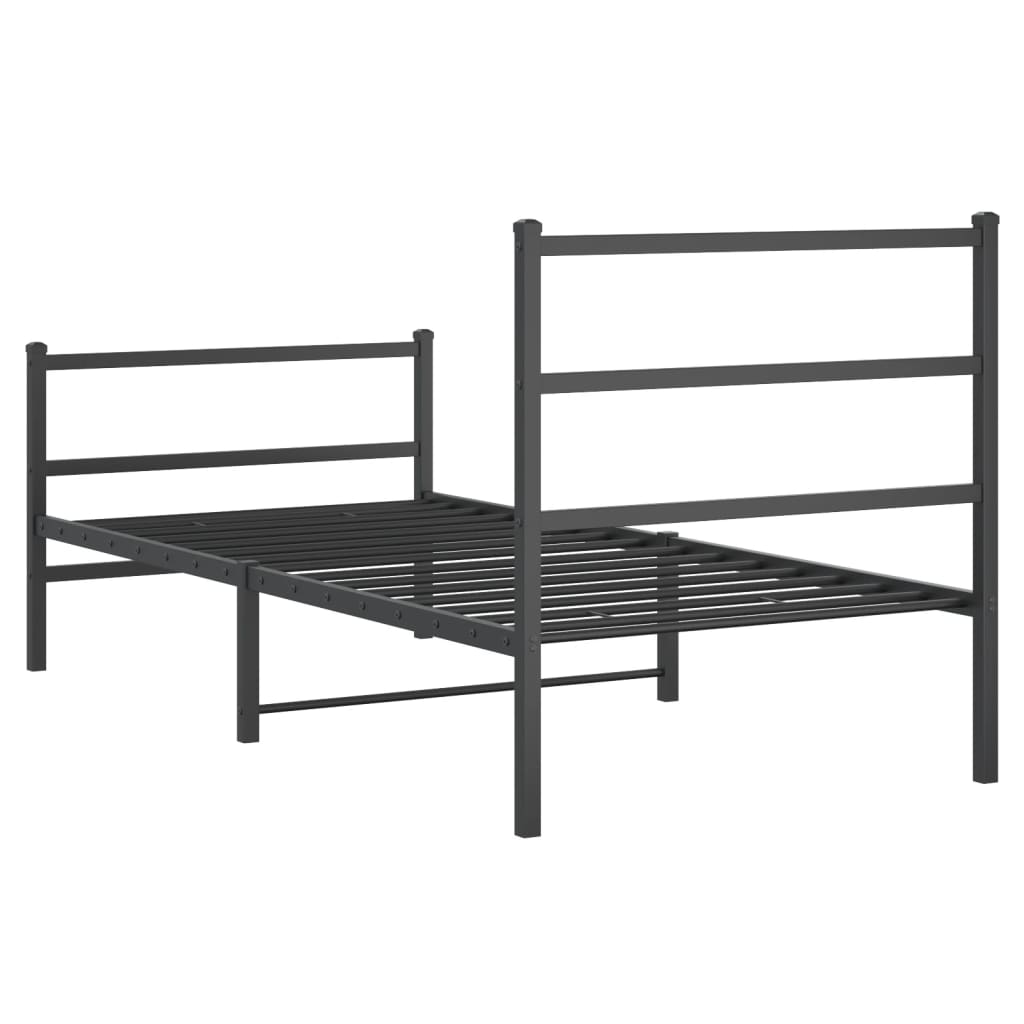 sengeramme med sengegavl og fodgærde 90x200 cm metal sort