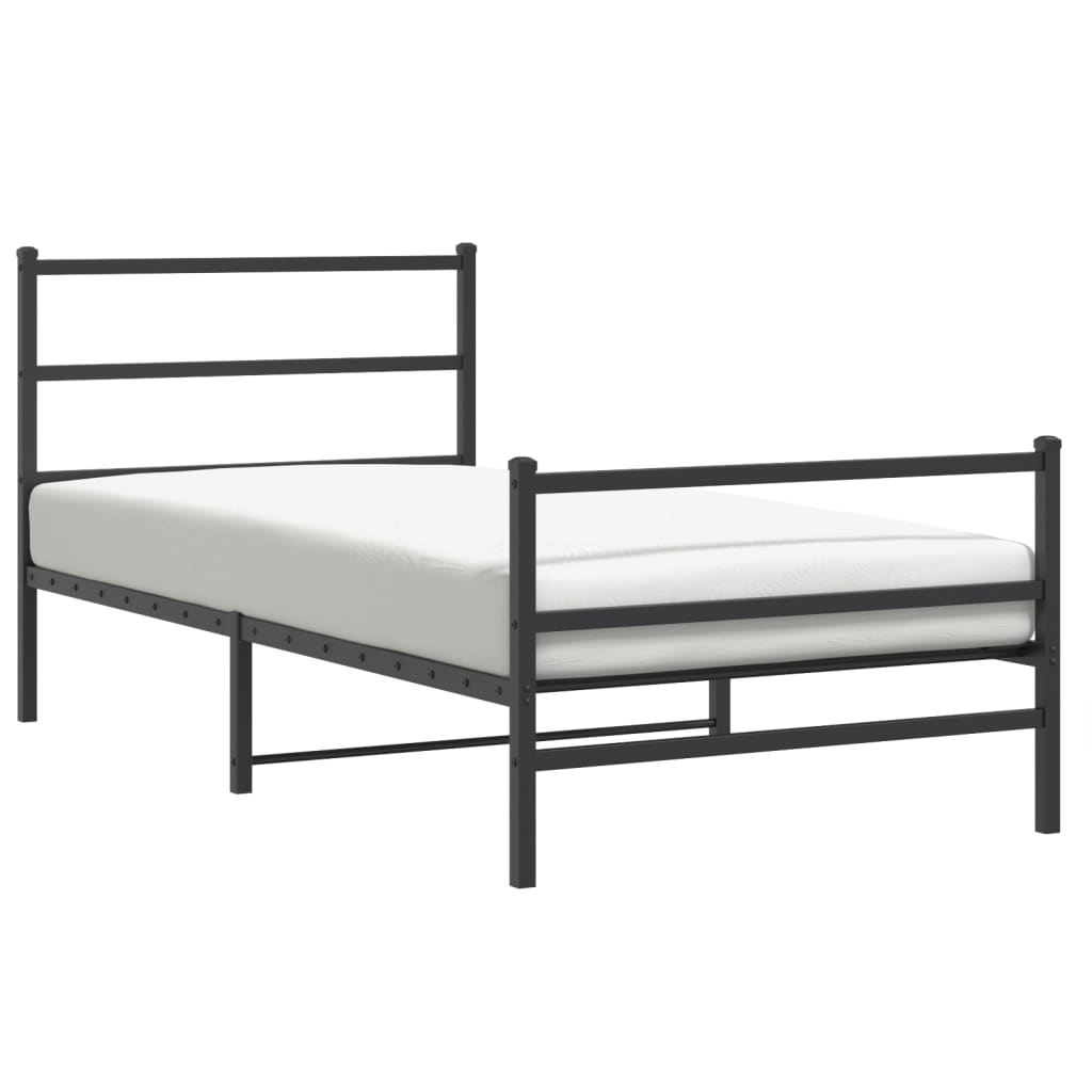 sengeramme med sengegavl og fodgærde 100x200 cm metal sort