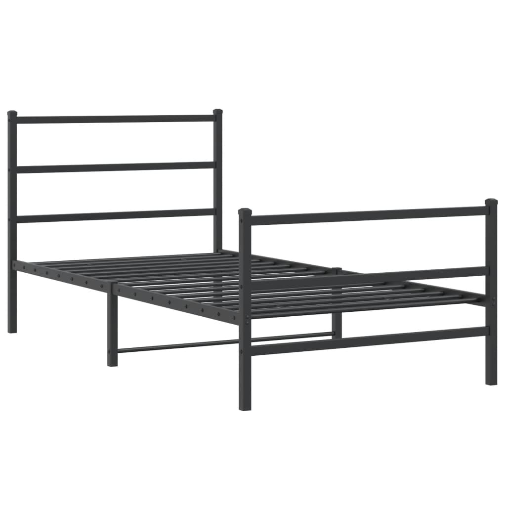 sengeramme med sengegavl og fodgærde 100x200 cm metal sort